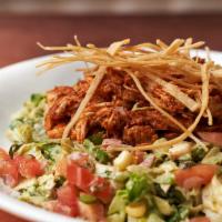 Southwest Chicken Salad · House-smoked pulled chicken, fire-roasted tomato chipotle sauce, romaine, iceberg, red leaf,...