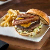 Bacon Cheeseburger* · House-smoked candied thick-cut bacon, aged Vermont white and yellow cheddar cheeses, shredde...