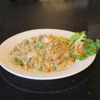 90. Yang Chow Fried Rice · Please choose SHRIMP + CHICKEN or SHRIMP + CHINESE SAUSAGE. 