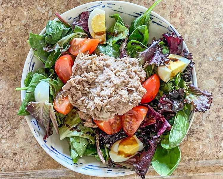 Tuna Salad · Mixed greens, eggs, olives, tomatoes & house vinaigrette.
