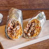 Regular Burrito · Meat (chicken or pork or fish), rice, beans, pico and cheese.