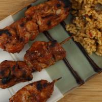 Pinchos! BBQ Chicken Skewer Combo · Skewer plate include 3 bbq chicken skewers. Served with your choice of 