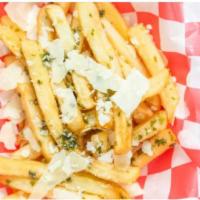 Parmesan fries · Oil and garlic with parsley & shaved parmesan cheese