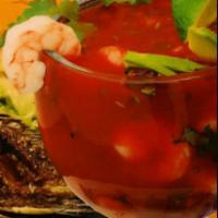 Shrimp Cocktail · Jumbo shrimp in cocktail sauce with avocado and pico de gallo.
