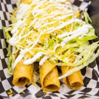 Rolled Tacos · Served with guacamole and sauce. Beef, chicken, or potato.