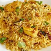 Egg Biryani · 2 boiled eggs cooked in a curry sauce and served over vegetable biryani rice. Garnished with...