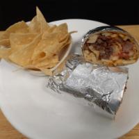 Asada Burrito C.A. · Carne asada french fries pico de gallo cheddar and jack cheese guacamole with our roasted ch...