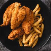 Fried Catfish with Fries · Fried river fish with fried potatoes.