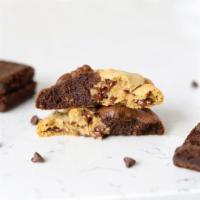 Brookie Cookie Box · Four huge half chocolate chip half brownie cookies