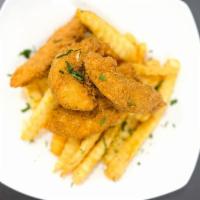 Tender Lovers Box · (4) Chicken tenders fried to perfection includes seasoned  fries optional select sauces 