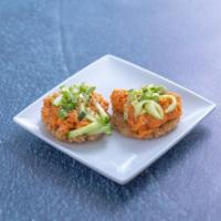 Crispy Rice with Spicy Tuna · Spicy.