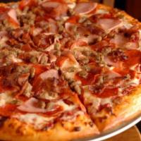 Meat Lovers Pizza · Pepperoni, ham, sausage, meatball and bacon bits.