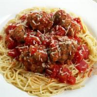 Spaghetti with Meatballs · Comes with meat sauce or marinara sauce.