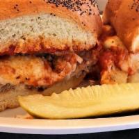 Meat Ball Sandwich · Meatball sandwich with Marinara and your choice of provolone or mozzarella.