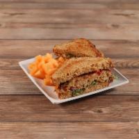 Red Lake Walleye Cake Melt · Walleye mixed with vegetables, herbs, lettuce, tomato, roasted red pepper aioli and cheese b...