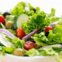 Florence Salad · Comes with baby greens and romaine lettuce, tomatoes, red onion, Gorgonzola, cucumber, crout...