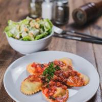 Spinach Agnolotti Family Combo · Spinach agnolotti and Caesar salad for a family of 4 people!