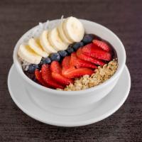 Acai Bowl · Granola, blueberries, strawberries, bananas and coconut.