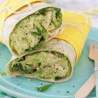 Avocado Chicken Wrap · Avocado chicken salad, lettuce, tomato, cilantro lime dressing, flour tortilla.