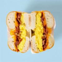 Bacon, Egg and Cheese Bagel · Choice of bagel with 2 scrambled eggs and cheese. 