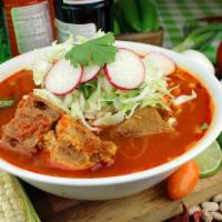 Pozole · A traidtional Mexican stew made with hominy, meat, and vegetables. 