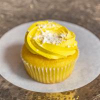 Lodi Lemon Cupcake · Lemon infused cupcake filled with lemon curd, topped with a yellow buttercream star swirl. F...