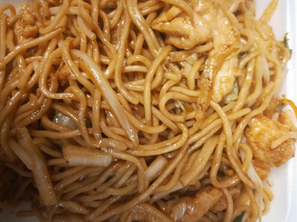 2. Chicken Lo Mein · Classic Chinese noodles with chicken carrots, bean sprouts, yellow and green onions in a light brown sauce with a hint of sesame oil.