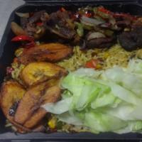 5b. Rice with Asun · Charcoal Grilled Goat