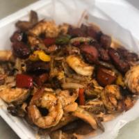 Jambalaya Loaded Fries  · Hand-cut thick French Fries loaded with cheese, bellpeppers,  onions,shrimp, chicken and our...