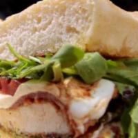 Chicken Cutlet Sub · Picture shown is chicken cutlet,fesh mozzarella,tomato, balsamic reduction, mixed greens and...