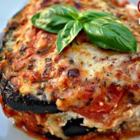 Eggplant Lasagna Pasta Dinner · Slices of our breaded eggplant layered in between ricotta, marinara sauce and then topped wi...