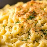 Baked Mac and Cheese Pasta Dinner · Elbow macaroni baked in a creamy cheese sauce topped with bread crumbs.