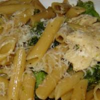Chicken Broccoli Ziti Pasta Dinner · Chicken breast sauteed with broccoli, garlic, oil, white wine and penne pasta.