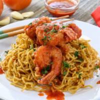 Cajun Blazin Shrimp & Noodles · Hand-battered fried shrimp smothered in cajun spices and served over our cajun garlic butter...