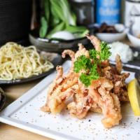 Ika Geso Karaage · Fried squid legs served with Japanese mayo.