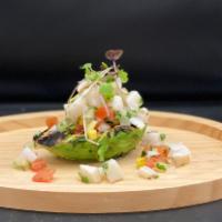 Fish Ceviche · Made with fresh Pollock fillets, cucumber, tomatoes, onion, mango and avocado.