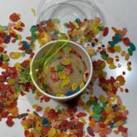 The Fruit Salad Cookie Dough · Our sugar cookie dough with Fruity Pebbles in it, which give it a fresh and fruity taste