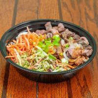 Korean Bowl · Chopped steak or grilled chicken, sprouts, carrots, and onions in a slightly spicy house mad...