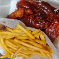 108. BBQ Ribs (4) · Four pieces. Served with fries or shrimp fried rice.
