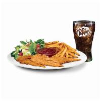 Chicken Tender Platter Meal · 5 Pc chicken tender platter , served with 2 sides and a drink.