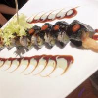 Black Dragon Roll  · Shrimp tempura, avocado, kani topped with BBQ eel and nori, house special sauce.