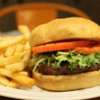 Build Your Frank Burger · Eight ounces of Angus beef char-grilled served on a bun with lettuce and tomato