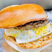 Sausage Egg & Cheese Sandwich  · Fresh egg with a delicious sausage patty.