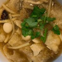 Fish Maw Soup · real fish maw with chicken, quail eggs, mushroom, bamboo shoot in gravy soup