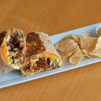Rincon Breakfast Burrito · Bacon, organic eggs, roasted potatoes, cheddar cheese, and pico de gallo. Add grilled veggie...
