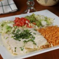 Popeye Enchiladas · Supreme combination of 1 chicken, 1 bean, 1 cheese, and 1 beef enchilada topped with rancher...
