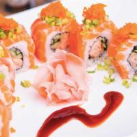 Salmon Lover Roll Special · Spicy. Spicy salmon inside and salmon on top.