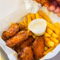 BBQ Wings Basket Combo · 6 pieces wings, medium fries and medium drink.
