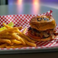 DW Brewburger · Our brew burgers are hand made with a 1/2 lb of grass-feed certified Angus beef, lettuce, to...
