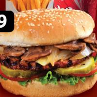 9.  Mushroom Burger Combo · Include drink and french fries.